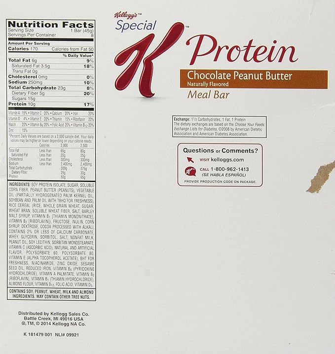 Special K Protein Bar Chocolate Peanut Butter 1.59-Ounce Packages (Pack of 16)