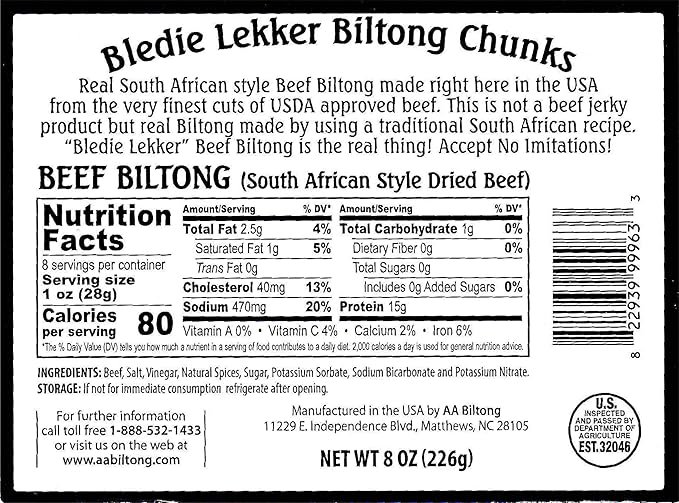 Bledie Lekker Biltong Chunks 8oz