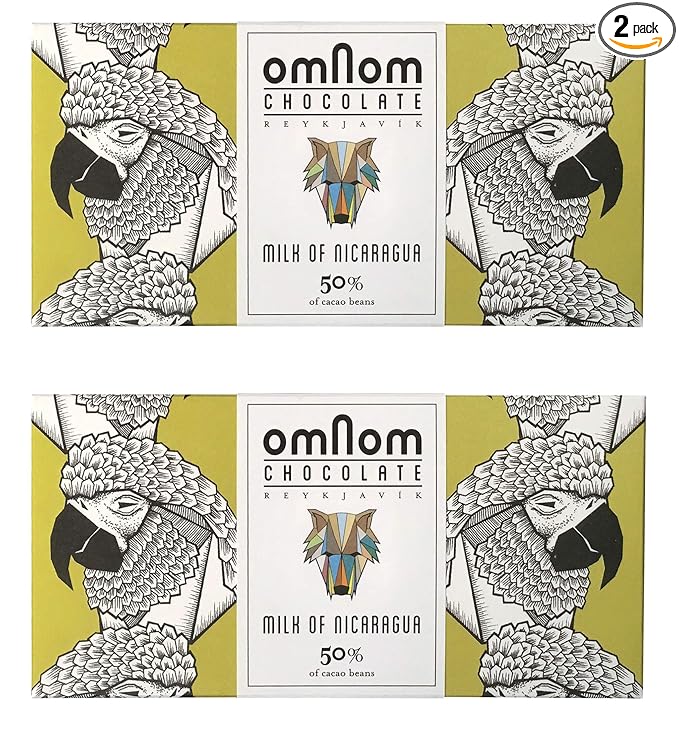 OmNom Milk of Nicaragua | 50% Single Origin Nicaragua Cacao | Icelandic Bean To Bar Chocolate by OMNOM CHOCOLATE REYKJAVIK | 2 x 60g Bar