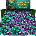 Mardi Gras Chocolate Candy Mix 2 Lbs Bulk Chocolate Assortment Green And Purple Individually Wrapped Kisses Peanut Butter Cups and More for Parties Parades King Cake Mardi Gras Celebration Part