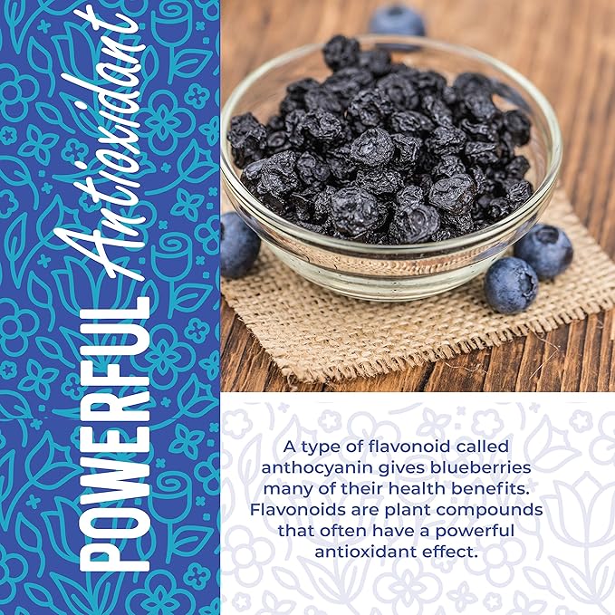 Herbaila Whole Dried Blueberries No Sugar Added Bulk Dehydrated Dried Unsweetened Blueberries All Natural Non-GMO 1 Pound. - 16 oz. (Pack of 2)