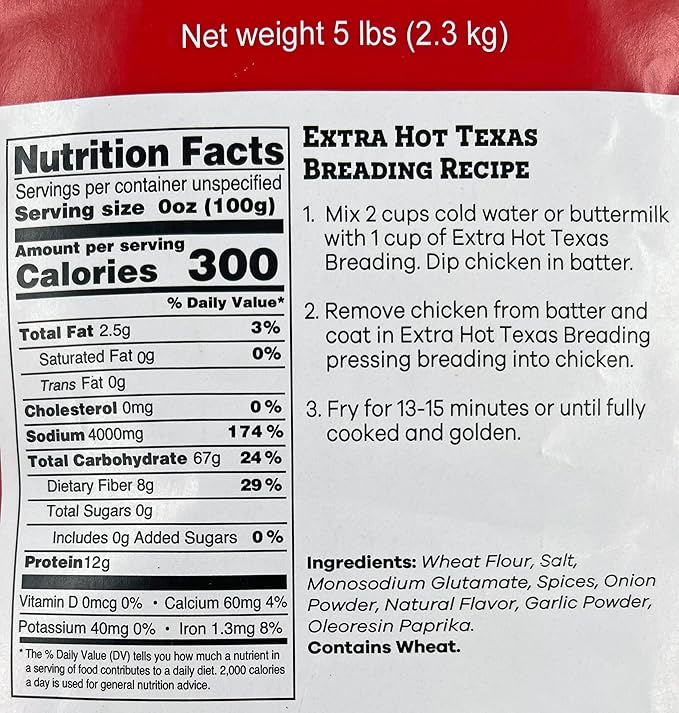 Texas Extra Hot Breading | Seasoned Chicken Breading | 5 lbs