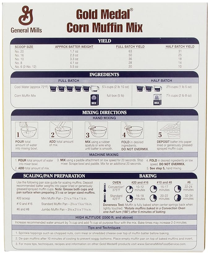 GeneralMills LR/D GOLD MEDAL CORN MUFFIN MIX 6 CASE 5 POUND 5-pounds