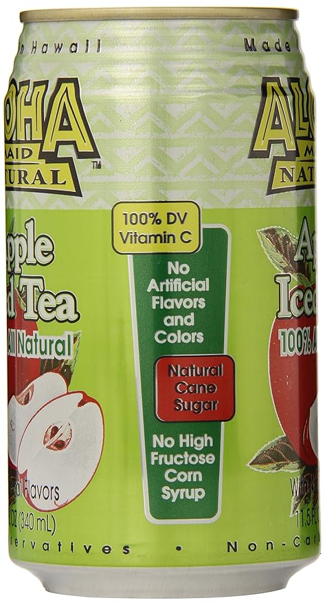 Aloha Maid Natural Iced Tea Apple 11.5 Ounce (Pack of 24)
