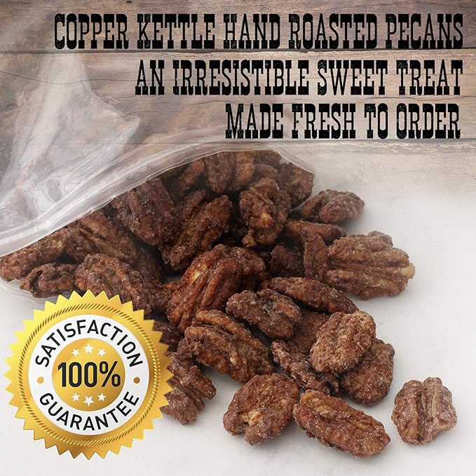 Cinnamon Roasted Pecans 24 oz (1.50 lb) - Candied Pecan Glazed with Cinnamon to Satisfy Any Sweet Tooth - Artisan Hand-Roasted Sweet Nuts by Pop’N Nuts