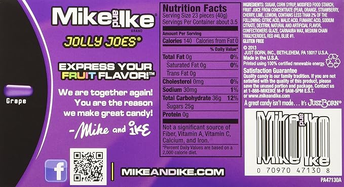 Mike &amp Ike Jolly Joes Chewy Candy 5 ounce Theater Box (Pack of 12)