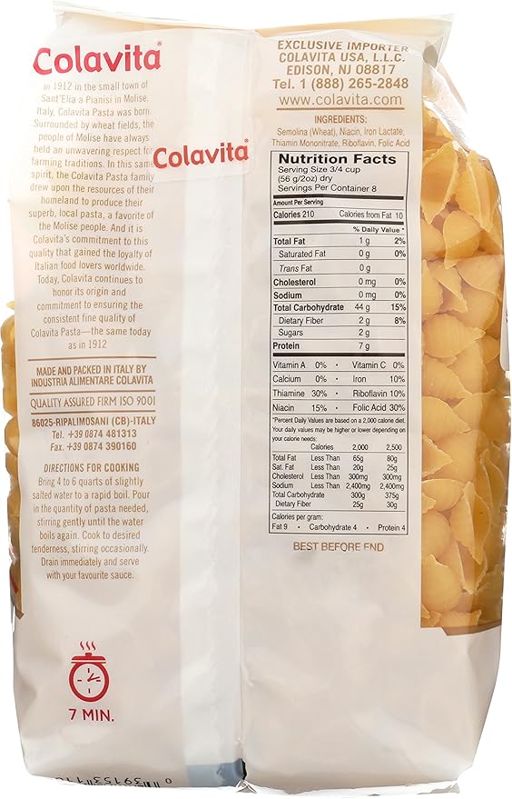 Colavita Small Shell Pasta (Pack Of 4)
