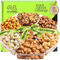 NUT CRAVINGS - Easter Mixed Nuts Gift Basket + Green Ribbon (7 Assortments 1 LB) Ramadan Gifts Treats for Adults Food Arrangement Healthy Snack Care Package Kosher