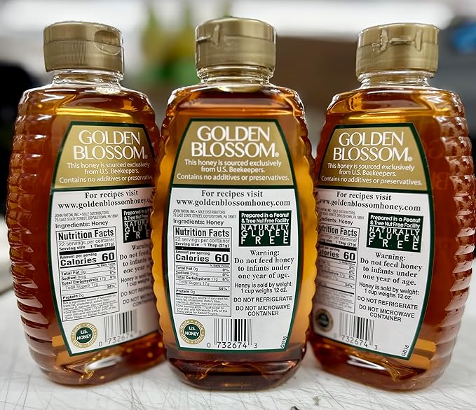 Golden Blossom Premium pure U.S. Honey 16oz Pack of 3