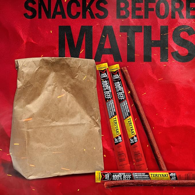 Jack Link's Beef SticksTeriyaki - Protein SnackMeat Stick with 5g of ProteinBeef Jerky Meat Snack Sticks Made with 100%-BeefKeto FriendlyIndividually Wrapped - 0.92 Oz.(Pack of 40)