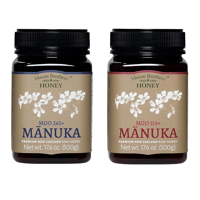 Mason Brothers’ Raw Manuka Honey MGO 263+ MG 514+ | New Zealand Honey MGO Certified /2x 17.6oz