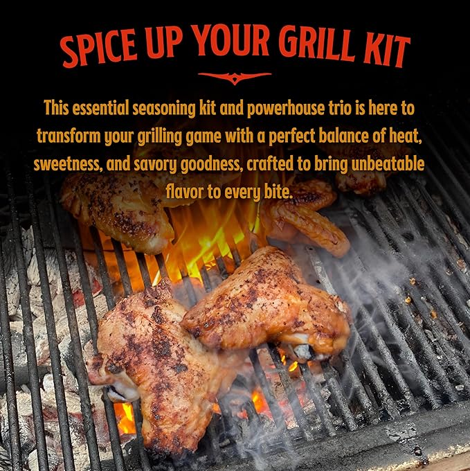 Big Poppa’s Spice &amp Sauce Celebration BBQ seasoning set – Sweet &amp Spicy Chili Seasoning Rub Kansas City BBQ Sauce &amp Outstanding Honey Garlic Seasoning – 3-Pack Flavor Bundle for Ribs Chi