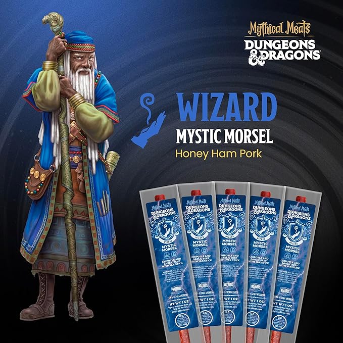 Mythical Meats Dungeons &amp Dragons Mystic Morsel (Wizard) - 12 Jerky Sticks - Chipotle and Garlic Beef with Yak Stick Gluten Free MSG Free