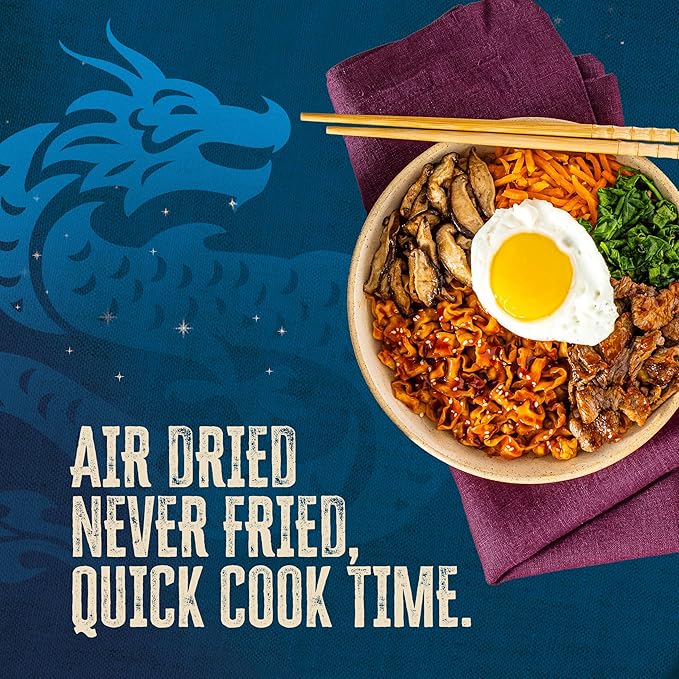 Blue Dragon Korean BBQ Saucy Noodles - 4.2oz (Pack of 6) - Knife Cut Thick Noodles w/Korean BBQ Sauce &amp Sesame Seed Garnish - Quick &amp Easy Meal with Bold Asian Flavors - Vegetarian Friendly