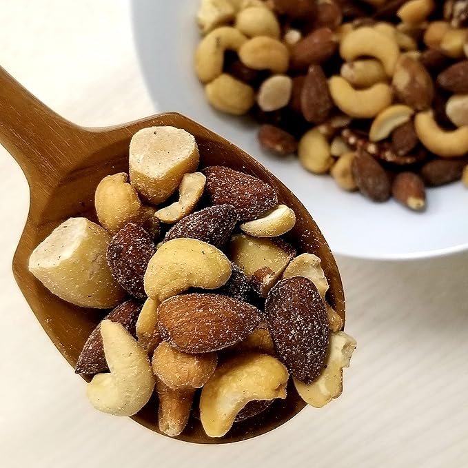 Mixed Nuts Deluxe - Roasted &amp Salted | 32 oz Reusable Container | Healthy Gourmet Variety Snack Mix with Cashews Almonds Brazil Nuts Pecans Hazelnuts (No Peanuts) Holiday Gifts | Keto Vegan F