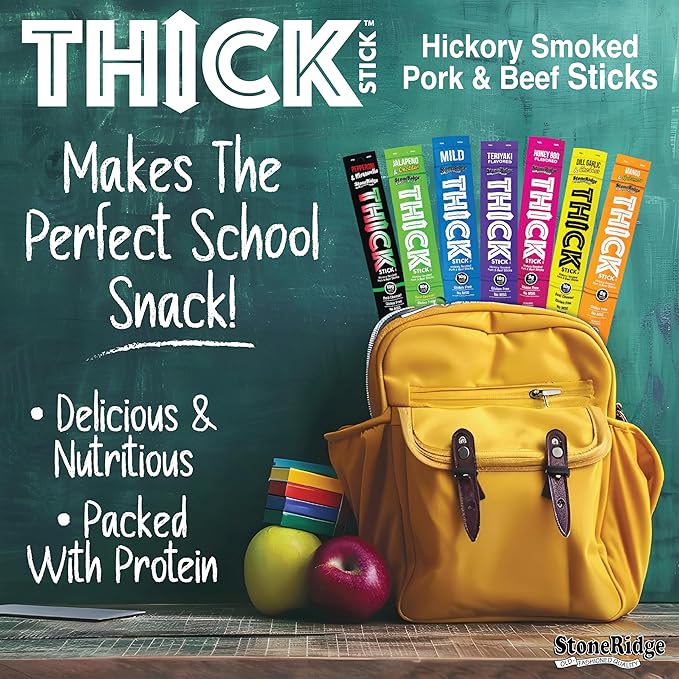 THICK STICK - STONERIDGE OLD-FASHIONED QUALITY PEPPERONI &amp MOZZARELLA - Hickory Smoked Pork and Beef Snack Sticks Gluten Free No MSG 15 Count THICK 1.5 oz Sticks High Protein Soy Free 15 Co