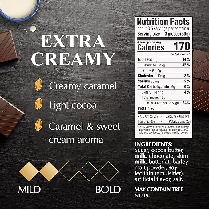 Lindt EXCELLENCE Extra Creamy Milk Chocolate Bar Milk Chocolate Candy 3.5 oz. (12 Pack)
