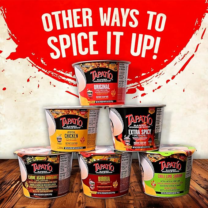 Tapatío Ramen Noodle Soup Extra Spicy - Microwaveable Big Bowl 3.88 oz. (110g) 6-Pack