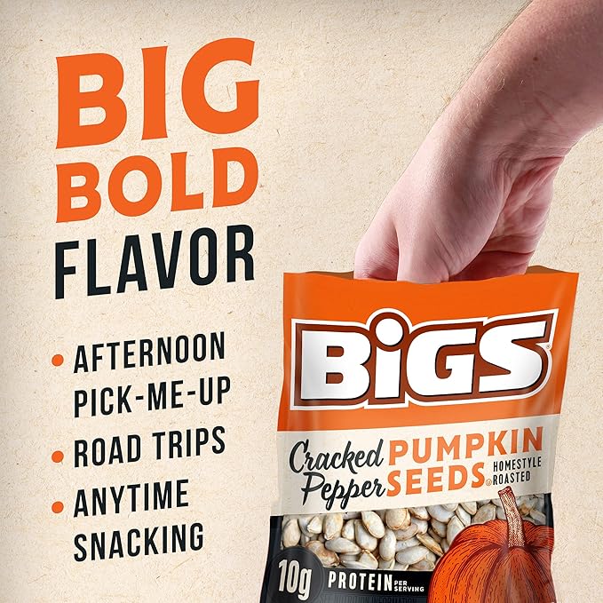 BIGS Cracked Pepper Homestyle Roast Pumpkin Seeds 5-oz. Bag (Pack of 12) Packaging May Vary