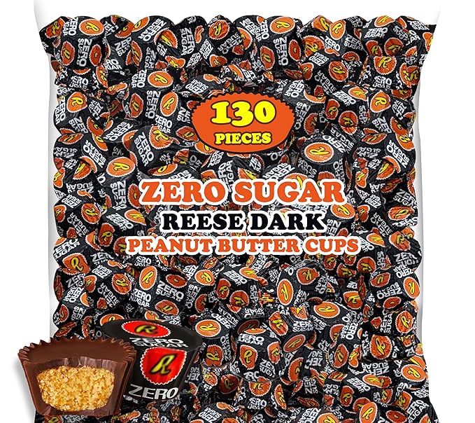 Zero Sugar ReeseDark Chocolate Peanut Butter Cups 2 Lb Sugar Free Individually Wrapped Peanut Butter Cups Treat Bulk Sugar Free Candy Keto Friendly Gluten Free Appx 130 Pieces