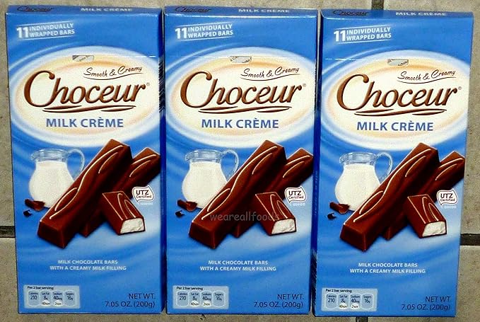 Choceur Milk Chocolate Milk Creme Bars Made in Germany 7.05 Ounce (3 Pack)