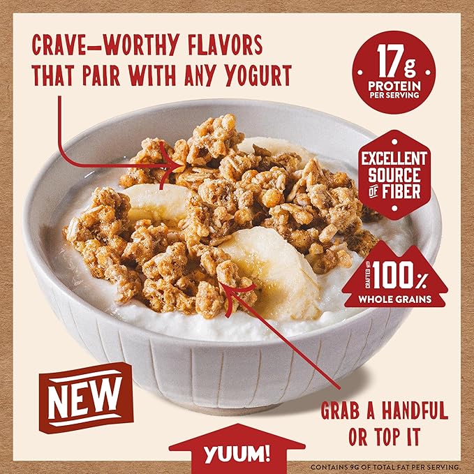 Kodiak Cakes Granola Pouch Cookie Butter High Protein 100% Whole Grains (Pack of 5 pouches)