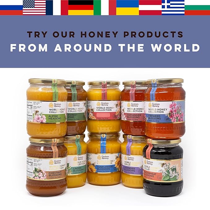 Goshen World Honey Collection - Fireweed Blossoms from the USA Wildlands - Raw Rare and Sustainable Floral Sources - Derived from Natural Flower Nectar with Antioxidants - Nature's Sweetener - 32oz