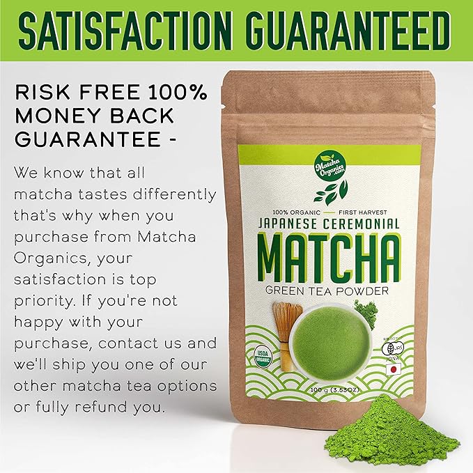 Premium Japanese Ceremonial Matcha Green Tea Powder - 1st Harvest HIGHEST Grade - USDA &amp JAS Organic - From Japan - Perfect for Starbucks Latte Shake Smoothies &amp Baking (3.53oz / 100g)