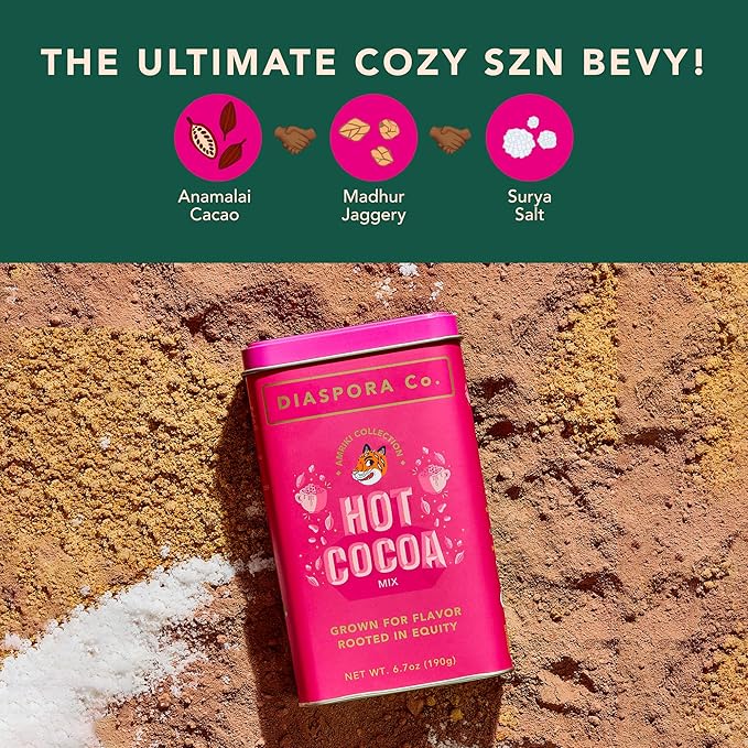 Diaspora Spice Co. Hot Cocoa Mix – Single-Origin Cacao Hot Chocolate with Jaggery – Rich Smooth Drinking Chocolate for Cozy Drinks Lattes &amp Dessert (Vegan Gluten-Free)
