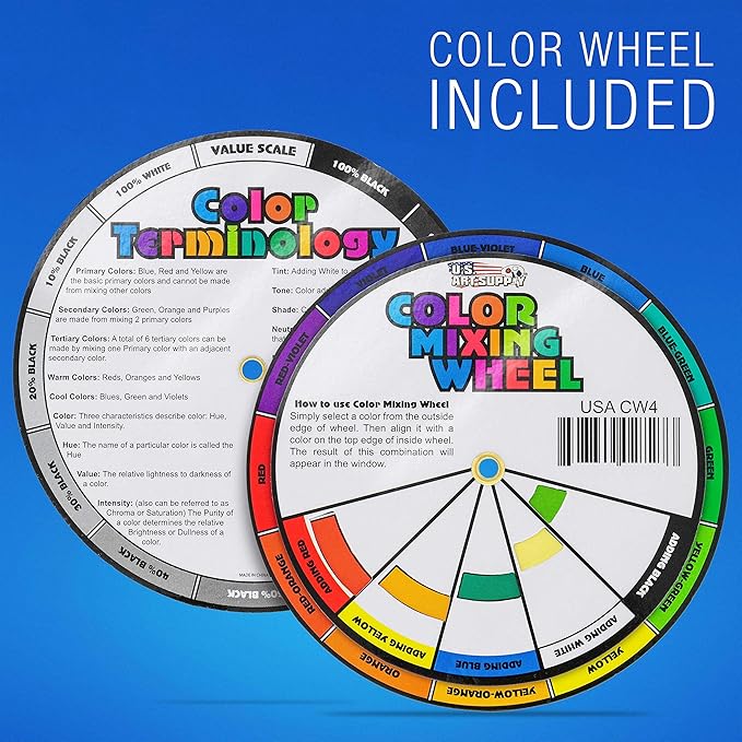 U.S. Cake Supply Large 2-ounce Bottles of each Liquid Candy Food Color 8 Bottle Kit with Mixing Wheel for Chocolate and Candy Coloring