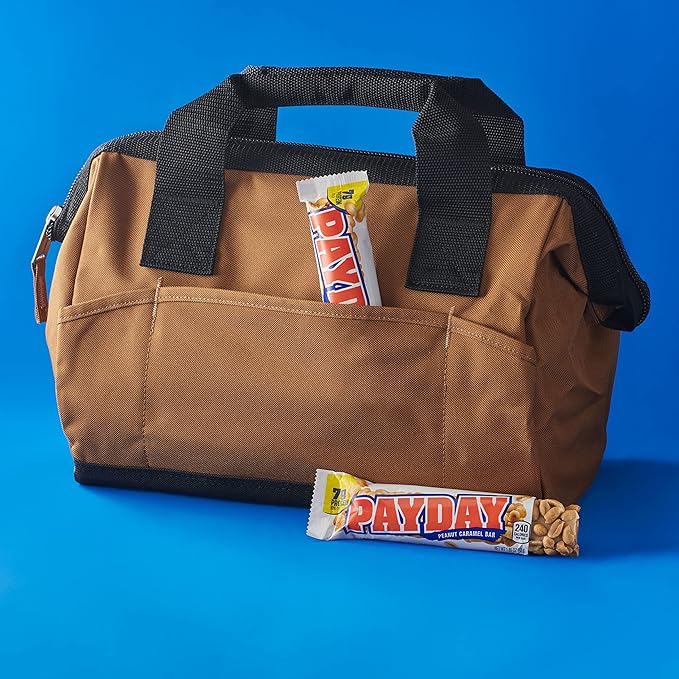 Candykrave Payeday Peanut Caramel Candy Bars - 2LB (40+ Pieces) Bulk Individually Wrapped Halloween Paydayes bar candies Delicious bulk candy for Easter Halloween &amp All Occasions