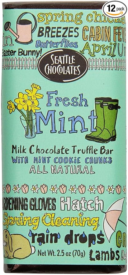 Seattle Chocolates Truffle Bar Fresh Mint 2.5 Ounce (Pack of 12)