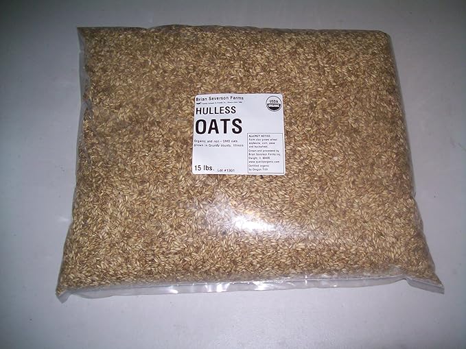 Whole Oat Groats: Raw Hulless Oats Farmer Direct 15 lbs. (Clear Poly Plastic Bag (Organic))