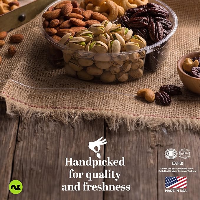 NUT CRAVINGS - Easter Mixed Nuts Gift Basket in Red Gold Box (4 Assortments) Ramadan Gifts Treats for Adults Food Arrangement Healthy Snack Care Package Kosher