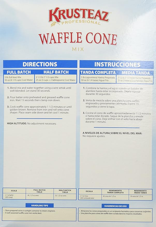 Krusteaz WAFFLE CONE Mix 5lb (2 Bags) Restaurant Quality