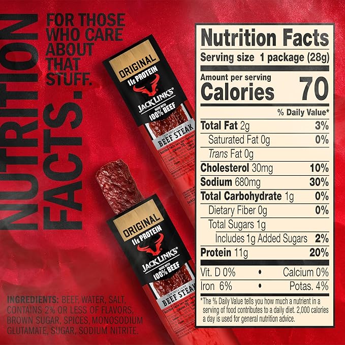 Jack Link’s Premium Cuts Beef Steak Original 1 oz. 12 Count – Great Protein Snack 11g of Protein and 1g of Carbs per Serving Premium Beef