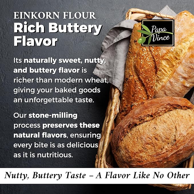 Organic Einkorn Flour – Made in Italy Organic Ancient Grain Non-Enriched Unbleached Unbromated High Fiber &amp Protein Ancient Whole Wheat Heirloom 2.2 LB
