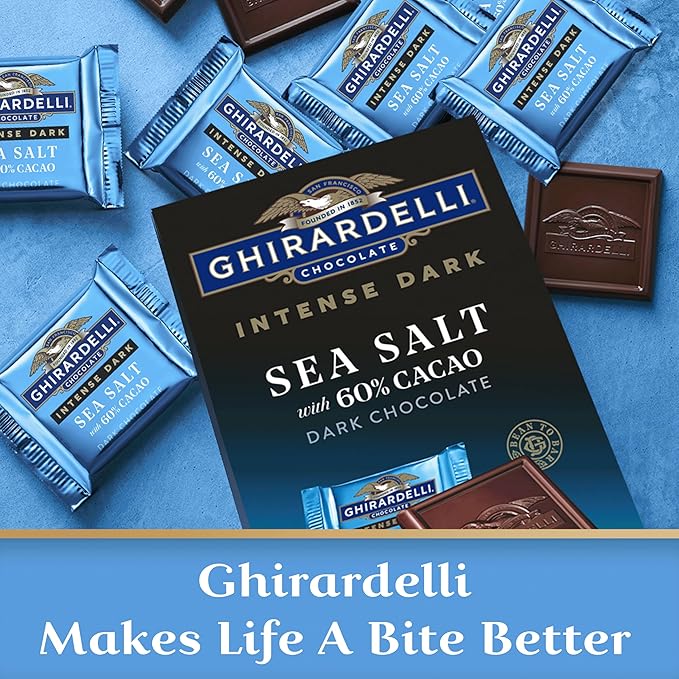 Ghirardelli Sea Salt with 60% Cacao Dark Chocolate Medium Bag (Pack of 12)