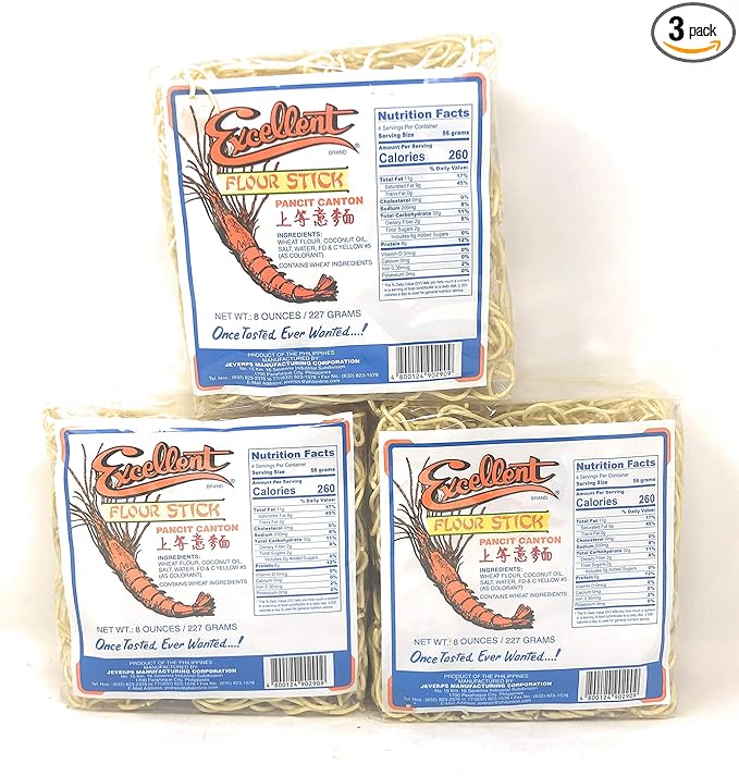 Excellent Pancit Canton Noodles 8oz (227 Grams) 3 Pack