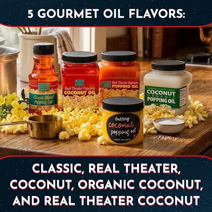 Organic Coconut Oil for Popcorn - Wabash Valley Farms Organic Coconut Popcorn Oil Refined Coconut Oil for Cooking Popcorn Movie Theater Popcorn Oil Deliciously Pure Coconut Oil (16 oz)