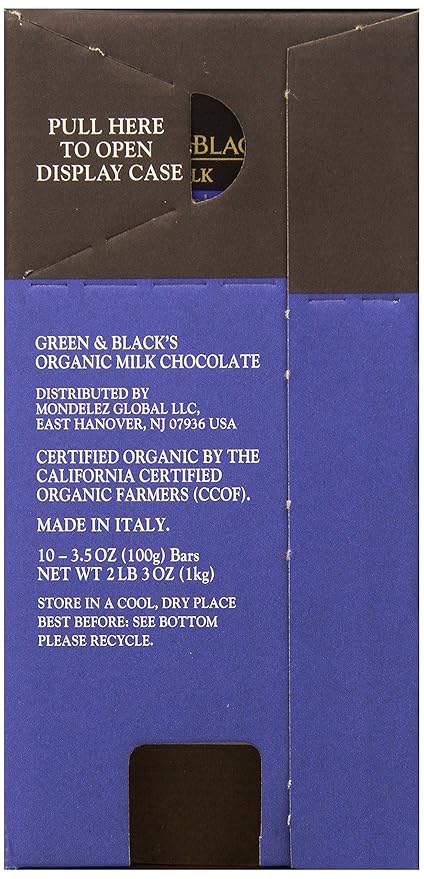 Green &amp Black's Organic Milk Chocolate 34% Cacao 3.5 Ounce Bars10 count