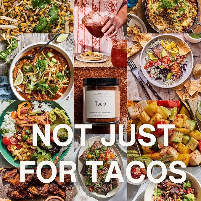 Dalkin &amp Co. Taco Chili Powder Garlic &amp Smoky Paprika Blend Southwestern Cooking Seasoning for Pantry &amp Kitchen 3.9 oz Eco Friendly Reusable Jar Clean Flavor with No Fillers or Additi