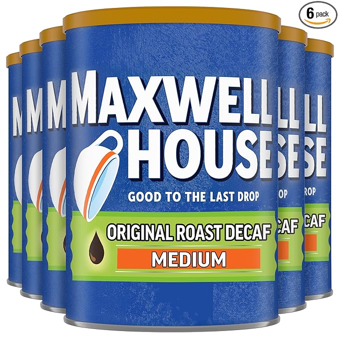 Maxwell House The Original Roast Decaf Medium Roast Ground Coffee (6 ct Pack 11 oz Canisters)