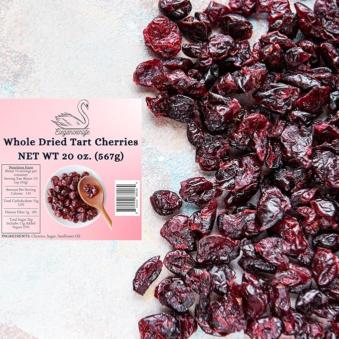 Eleganceinlife Whole Dried Tart Cherries NET WT 20 oz. (567g)
