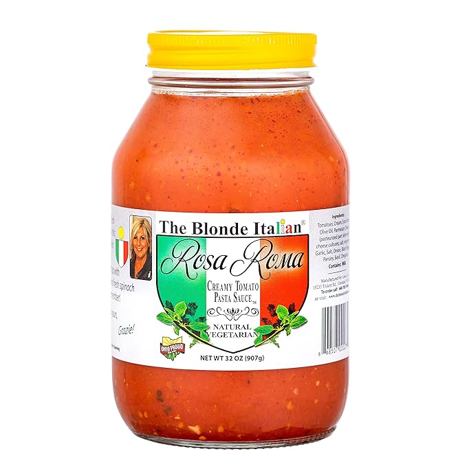 Rosa Roma Pasta Sauce - Italian Creamy Tomato Spaghetti Sauce - Vegetarian Made in USA with No Added Sugar (2 Pack 32oz Jars)