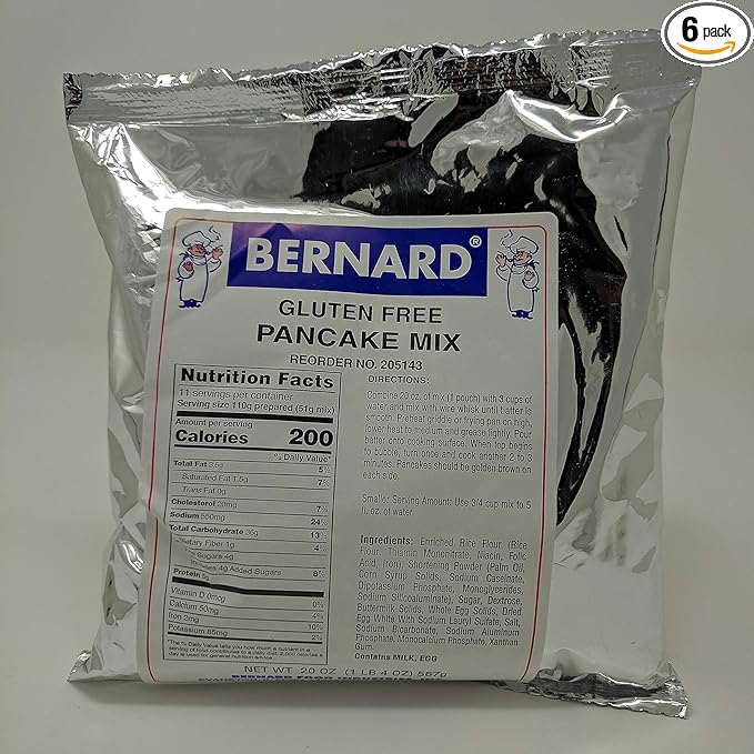 Bernard Foods Gluten Free Pancake Mix SURVIVAL FOOD 66 SERV. - (6) 20oz pouches