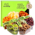 NUT CRAVINGS - Dried Fruit &amp Mixed Nuts Gift Basket + Green Ribbon (7 Assortments 2 LB) Ramadan Gifts Food Arrangement Healthy Snack Care Package