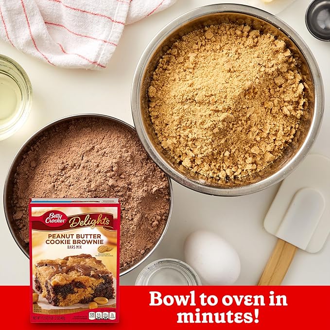 Betty Crocker Delights Peanut Butter Cookie Brownie Bar Mix 17.2 oz. (Pack of 8)