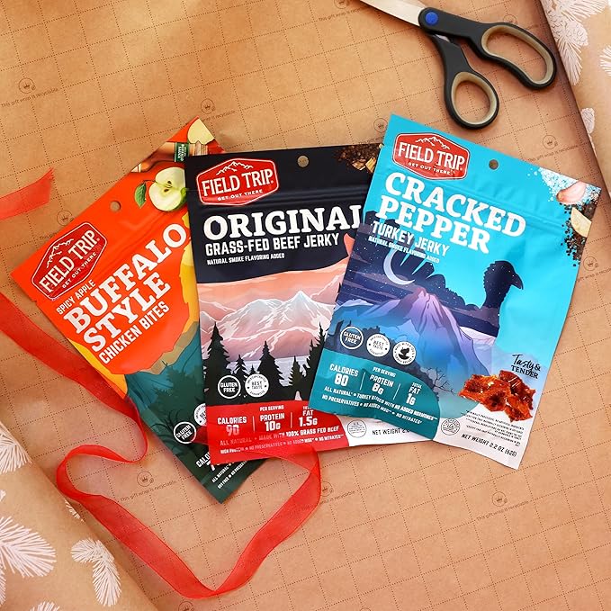 Field Trip Turkey Jerky Gluten Free Low Carb Healthy High Protein Snacks No Nitrates All Natural Ingredients Cracked Pepper 1oz Bags 12 Pack