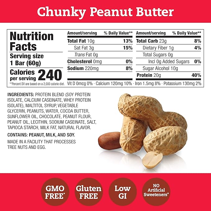 Generic Thi.nk! Bar Chunky Peanut Butter Gluten Free 10.5 oz (Pack of 6)